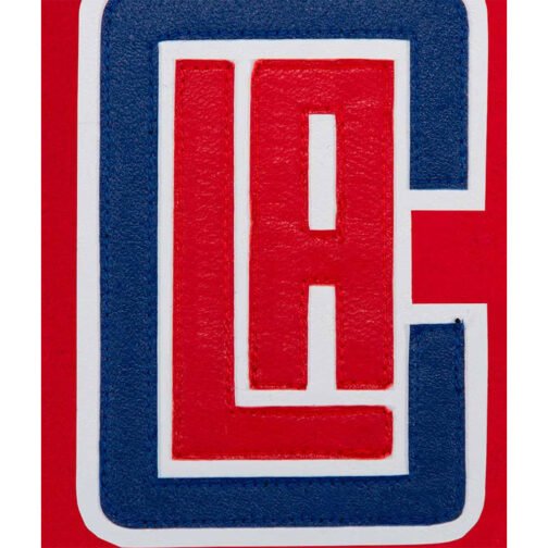LA Clippers Red and White Varsity Jacket - Image 3