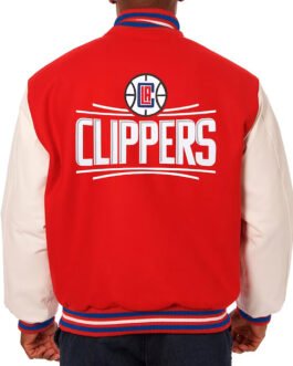 LA Clippers Red and White Varsity Jacket