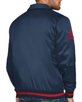 LA Clippers Stitch Applique Navy Satin Jacket