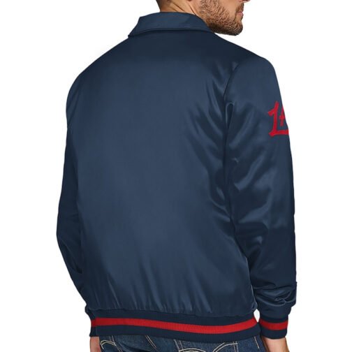 LA Clippers Stitch Applique Navy Satin Jacket - Image 2
