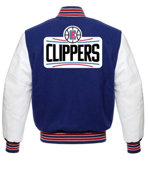 Los Angeles Clippers Varsity Basketball Blue and White Jacket - Image 2