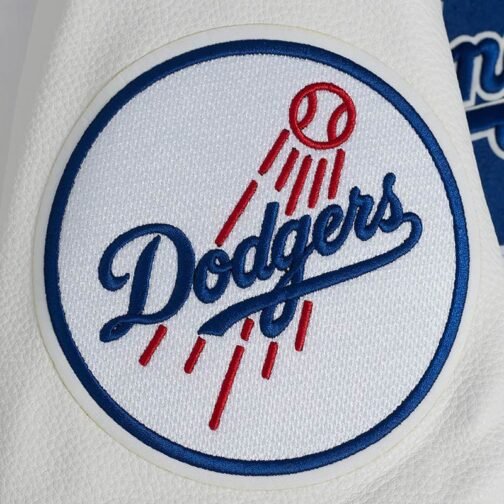 LA Dodgers Area Code Classic Rib Varsity Jacket - Image 9