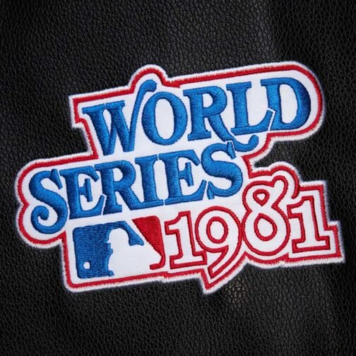 LA Dodgers Black Out Vintage Logo Varsity Jacket - Image 3