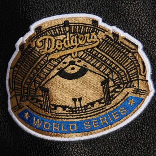 LA Dodgers Black Out Vintage Logo Varsity Jacket - Image 4