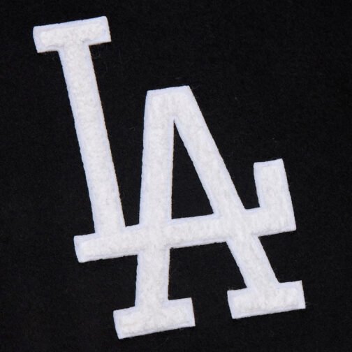 LA Dodgers Black Out Vintage Logo Varsity Jacket - Image 5