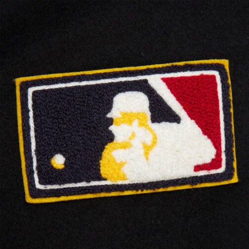 LA Dodgers Black Out Vintage Logo Varsity Jacket - Image 6
