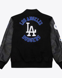 LA Dodgers Black Out Vintage Logo Varsity Jacket