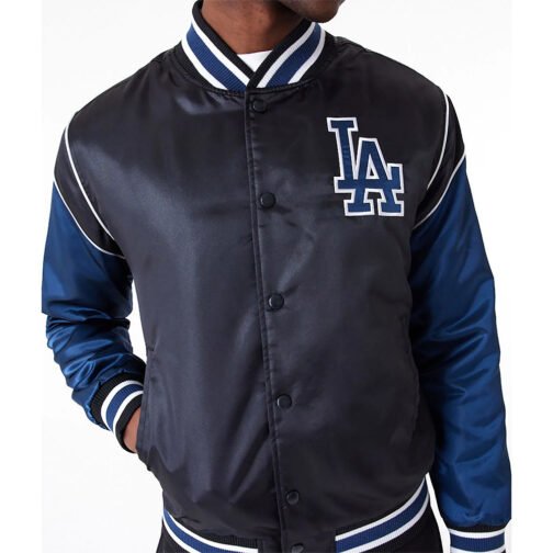LA Dodgers Navy and Blue Satin Jacket - Image 2