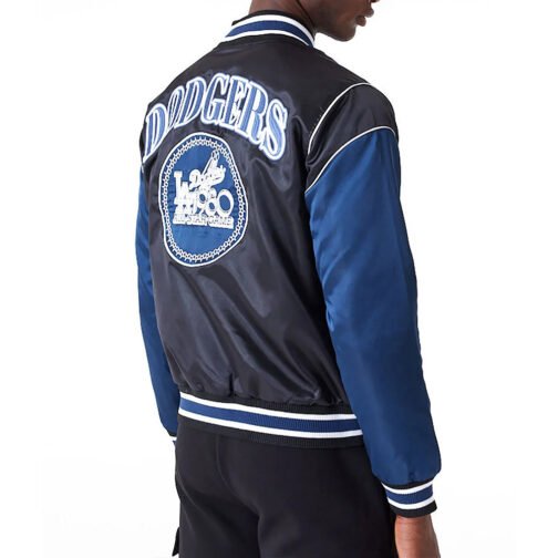 LA Dodgers Navy and Blue Satin Jacket - Image 3