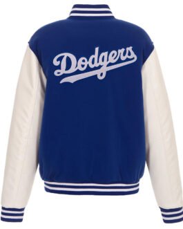 LA Dodgers Royal and White Varsity Wool/Leather Jacket