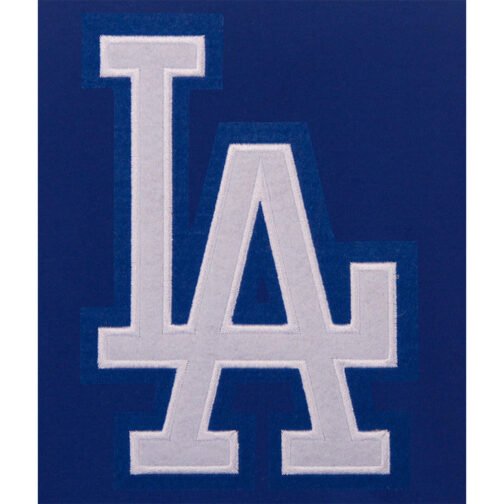 LA Dodgers Royal and White Varsity Wool/Leather Jacket - Image 3
