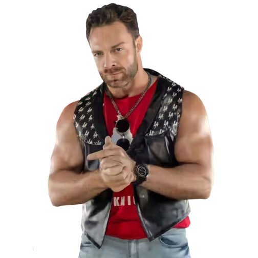 LA Knight Black Leather Vest - Image 11