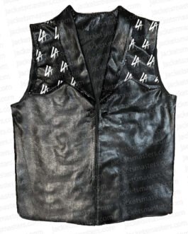 LA Knight Black Leather Vest