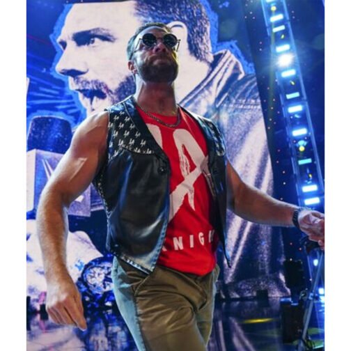 LA Knight Black Leather Vest - Image 16