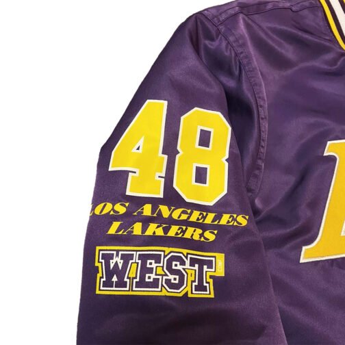 LA Lakers 48 West Purple Varsity Bomber Jacket - Image 3