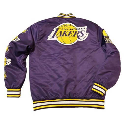 LA Lakers 48 West Purple Varsity Bomber Jacket - Image 2