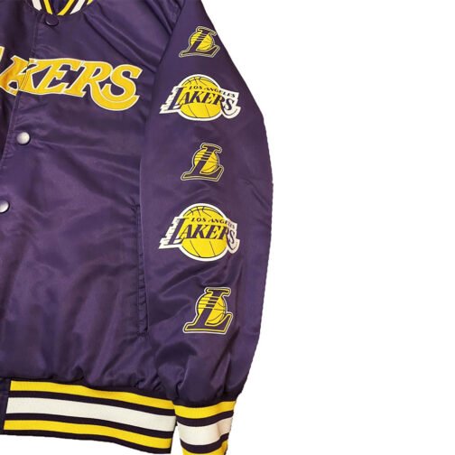 LA Lakers 48 West Purple Varsity Bomber Jacket - Image 4