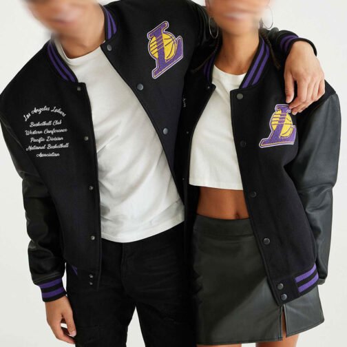 LA Lakers Basketball Black Varsity Jacket - Image 4