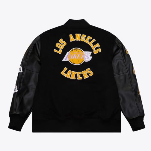 LA Lakers Black Out Vintage Logo Varsity Jacket - Image 2