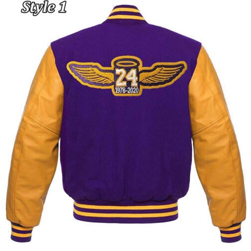 Los Angeles Lakers NBA Purple and Yellow Letterman Jacket - Image 3