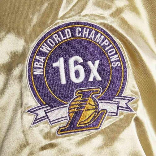 LA Lakers Championship Game Gold Satin Jacket - Image 6