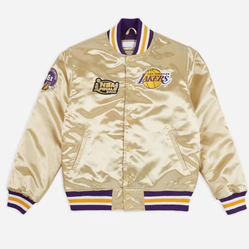 LA Lakers Championship Game Gold Satin Jacket - Image 7