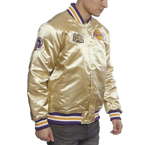 LA Lakers Championship Game Gold Satin Jacket - Image 3