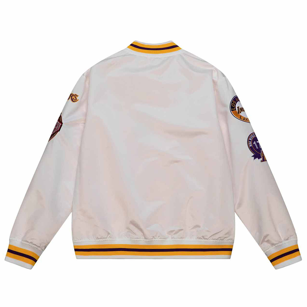 LA Lakers City Collection White Varsity Satin Jacket - Image 10