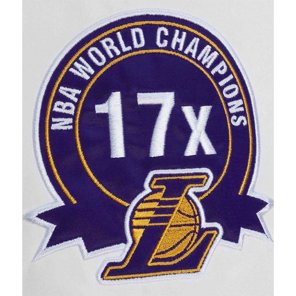 LA Lakers City Collection White Varsity Satin Jacket - Image 13