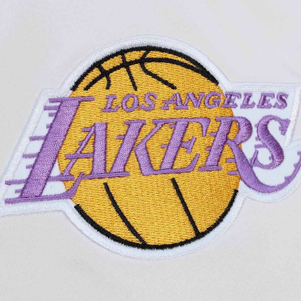 LA Lakers City Collection White Varsity Satin Jacket - Image 14