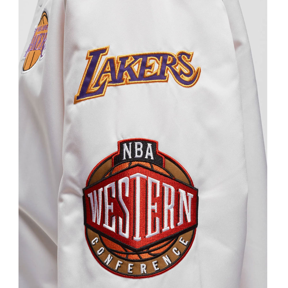 LA Lakers City Collection White Varsity Satin Jacket - Image 12