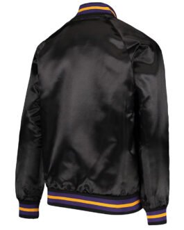 LA Lakers Hardwood Classics Full-Snap Black Satin Jacket