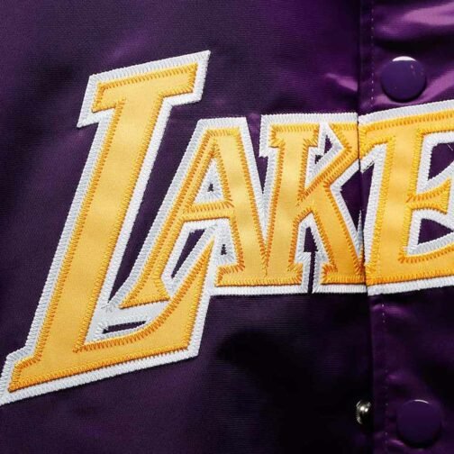 LA Lakers Hardwood Classics Purple Satin Jacket - Image 4