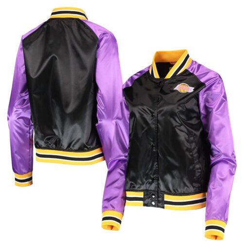 LA Lakers Hardwood Classics Raglan Satin Jacket - Image 3