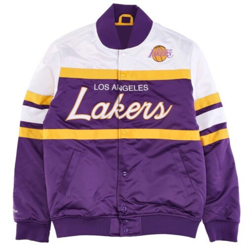 Hardwood Classics Script LA Lakers Satin Jacket - Image 3