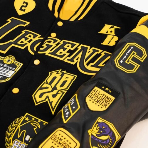 LA Lakers Kobe Bryant Collage Legends Black Varsity Jacket - Image 5