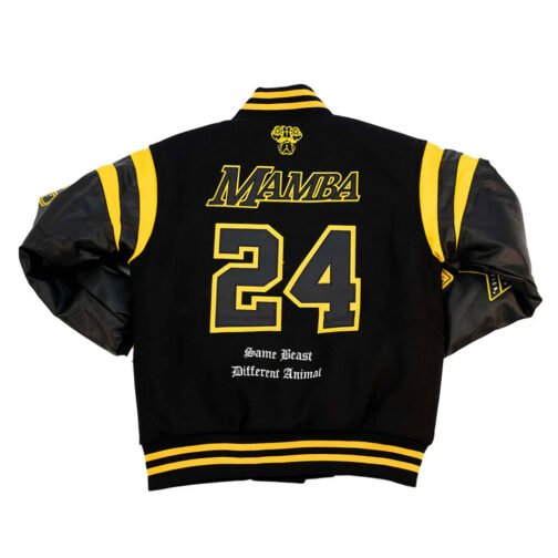LA Lakers Kobe Bryant Collage Legends Black Varsity Jacket - Image 2