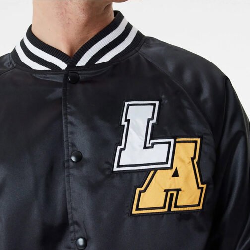 LA Lakers NBA Bomber Black Satin Jacket - Image 6