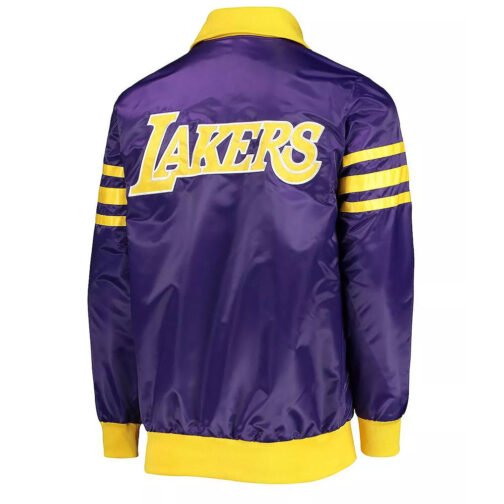 LA Lakers The Captain II Purple Varsity Satin Jacket - Image 2