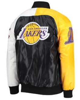 LA Lakers Tricolor Remix Varsity Satin Jacket