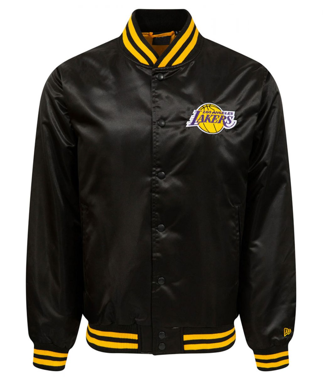 LA Lakers Black Bomber Wordmark Jacket - Image 3