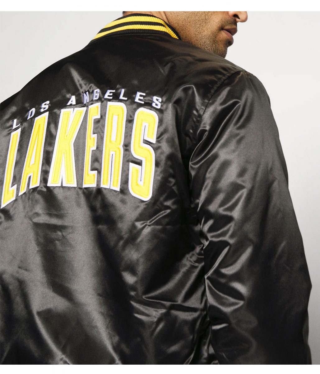 LA Lakers Black Bomber Wordmark Jacket - Image 7