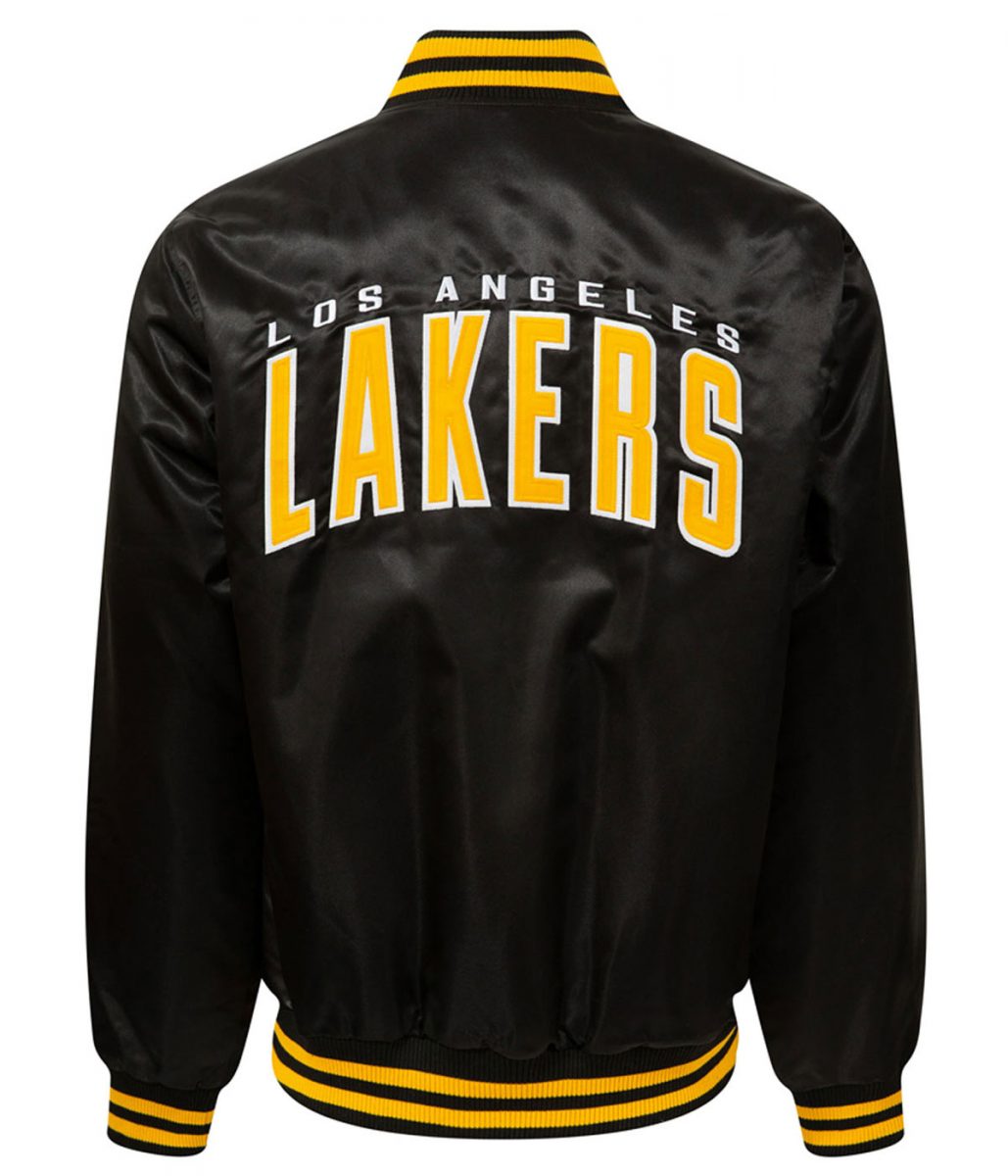 LA Lakers Black Bomber Wordmark Jacket - Image 4