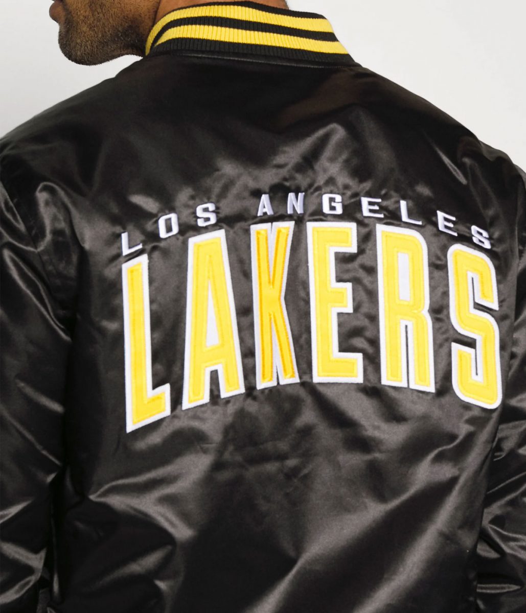 LA Lakers Black Bomber Wordmark Jacket - Image 8