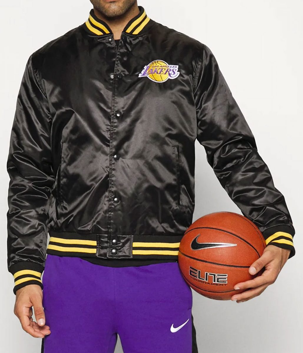 LA Lakers Black Bomber Wordmark Jacket - Image 5
