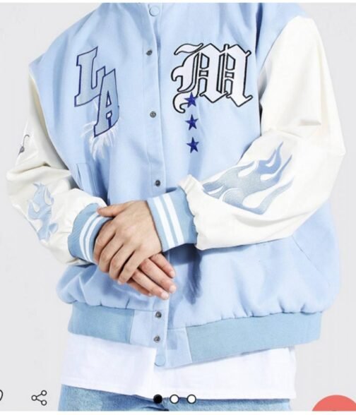 LA Baby Blue Varsity Jacket - Image 6