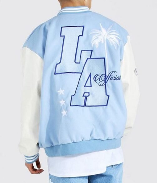 LA Baby Blue Varsity Jacket - Image 4