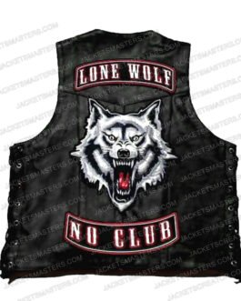 Men’s Lone Wolf Biker Leather Vest