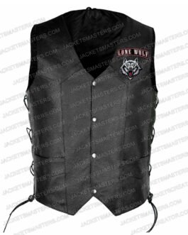 Men’s Lone Wolf Biker Leather Vest