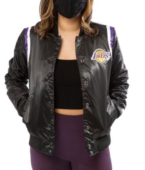 Starter Lakers Los Angeles Bomber Satin Jacket - Image 8